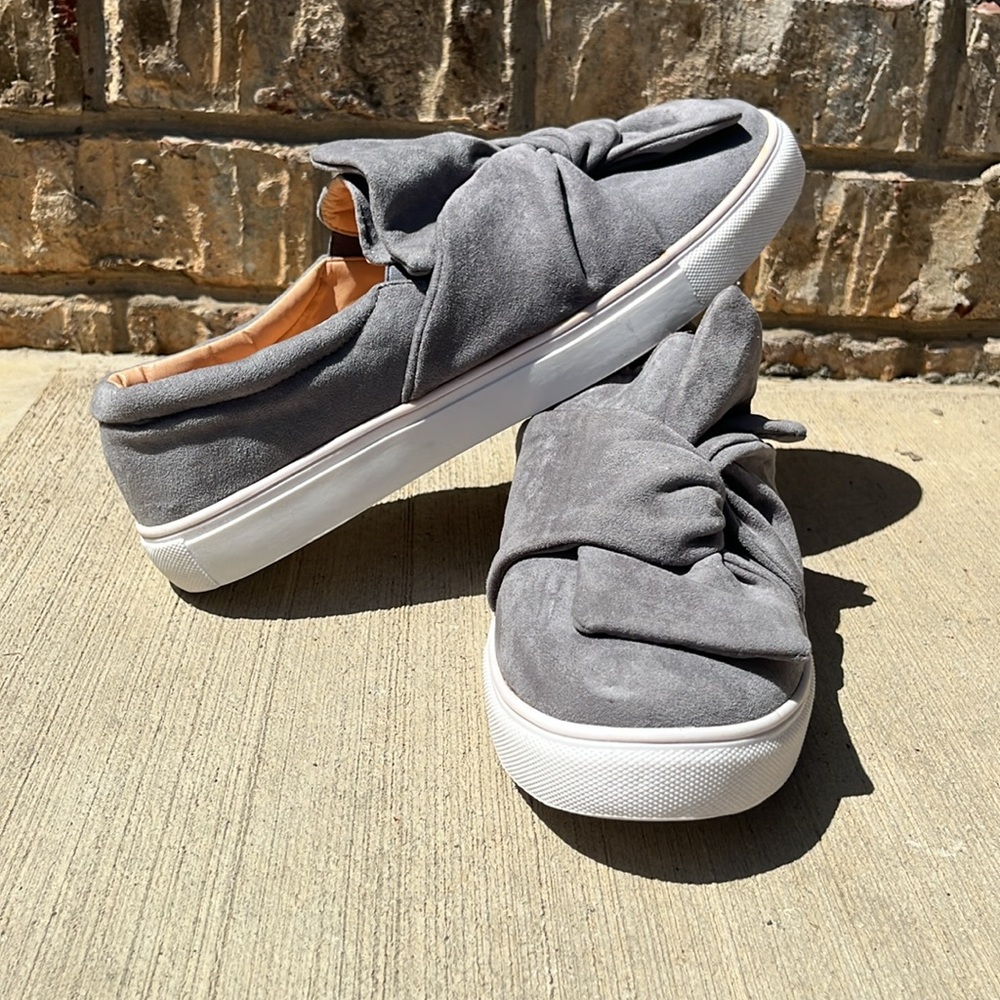 Sophie Sue Grey Suede Knot Slip-On Sneakers -cute Bow Women’s Size 10 - Picture 4 of 6